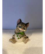 Lenox Christmas Figurine Mistletoe Mischief Gray Tabby Kitten Cat - $11.88