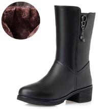 Tural wool winter warm snow boots women genuine leather mid calf thick heel women boots thumb200