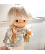 PRECIOUS MOMENTS FLYING ANGEL DOLL HANGING ORNAMENT silver blonde boy Vi... - $17.00