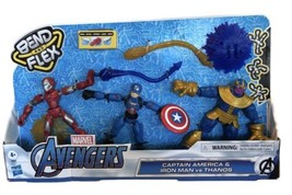 Marvel Avengers Bend &amp; Flex-Thanos Vs Iron Man &amp; Captain America 3 Pk-Age 4+ - £17.79 GBP
