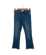 Free People Jeans Womens 29 Blue Flare Raw Hem Stretch Denim Mid Rise Boho - $55.56 CAD