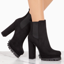 Platform Ankle Boots for Women Elastic Siding Autumn Winter Women Thick Heel Pla - $95.58