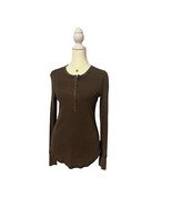 Aerie Brown Ribbed Long Sleeve Half Placket Top Size XS - $24.75