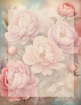Peony Petals Stationery  Set  - Watercolor Design - Writing Papers 50 Sheets - £20.15 GBP