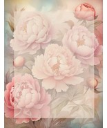 Peony Petals Stationery  Set  - Watercolor Design - Writing Papers 50 Sh... - £25.84 GBP