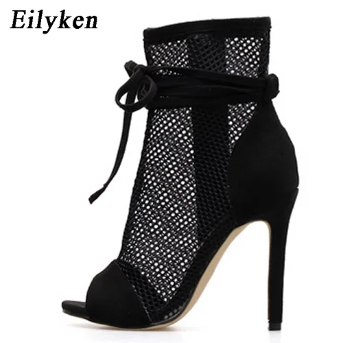 Eilyken  2024 Chelsea  Women 11CM Shoes  Ladies Ankle Peep Toe -Up Boots Sandals - £79.98 GBP