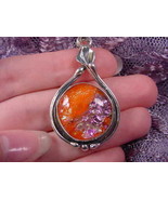 (#D-150-A) DICHROIC Fused GLASS Pendant SILVER ORANGE PINK YELLOW - £51.97 GBP