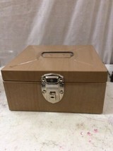 Mid Century metal storage file box vintage Tan Excelsior 9x9x4.5 locks W... - $59.99