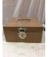 Mid Century metal storage file box vintage Tan Excelsior 9x9x4.5 locks W... - $59.99