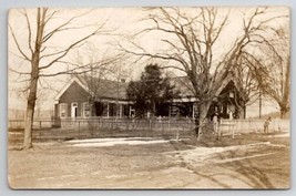 RPPC Early Schoolhouse Children Along Picket Fence Real Photo Postcard M26 - $14.95