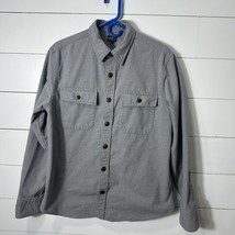 VTG  LL Bean Shirt Mens M Chamois Shirt Flannel Button Gray Cursive Scrip Logo - £32.80 GBP