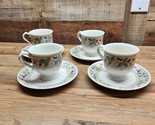MIKASA Provincial China STRAWBERRY HILL - Footed Tea Cups &amp; Saucers - Se... - $31.65