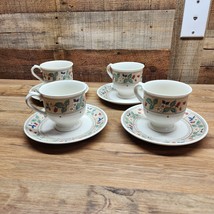 MIKASA Provincial China STRAWBERRY HILL - Footed Tea Cups &amp; Saucers - Se... - £25.00 GBP
