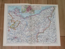 1928 Original Vintage Map Of Pommern Pomerania Stettin Berlin Map Poland Germany - £22.28 GBP