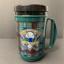 Vintage Plastic The Classic Game of Golf  Green Travel Coffee Tea Mug Cup 1990&#39;s - £3.99 GBP