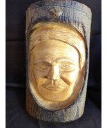 Old Hand Carved Wood Wooden Carving Woman Statue Face Tree Trunk by Dan ... - $841.54 MXN