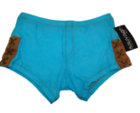 SAUVAGE California Mens short Leg Swim Trunks Faux Leather Lace Up - $24.70