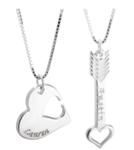 Heart And Arrow Personalized Necklace Set: Sterling Silver, 24K Gold, Rose Gold - $159.99
