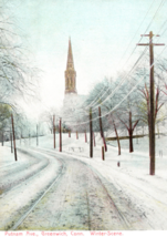Putnam Avenue Greenwich Connecticut Winter Scene Postcard Vintage - £14.02 GBP