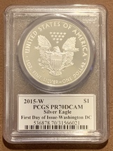 2015 W- American Silver Eagle-PCGS- PR70DCAM- FDOI- Washington DC- Mercanti  - £176.76 GBP