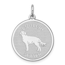 Sterling Silver English Setter Disc Charm Pendant - £83.00 GBP