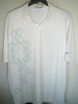 Men's Nike Golf Fit Dry White Polo Size XXL 2XL w/Geometric Designs MINT - $35.63