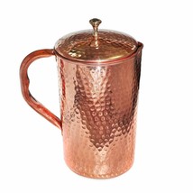 Pure Copper Hammered Jug1.5ltr Water Pitcher with Lid Good Health Benefit - £26.20 GBP