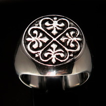 Sterling silver Fleur de Lis ring French Lily Flowers high polished and antiqued - £94.39 GBP