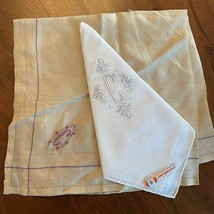 Antique 1920s Mens Hankie Lot MONOGRAM &quot;C&quot; 1 Raw Silk, 1 Cotton NWT Vintage - $39.20