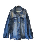 SHEIN Distressed Blue Denim Trucker Jacket Plus Size 4XL - $39.00