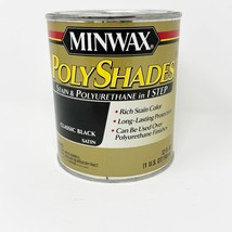 Minwax 32 Oz PolyShades Stain &amp; Polyurethane  CLASSIC BLACK Satin NEW - £24.81 GBP