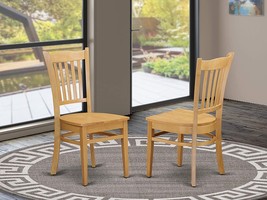 East West Furniture Groton Dining Chairs - Wooden Seat And Oak Solid Wood Frame - £129.84 GBP