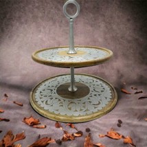 Rajasthan Artisans Cake Stand Brown 2 Tier Wood 17in H Farmhouse Country - £94.17 GBP