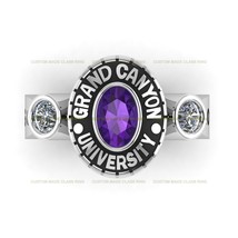 Custom Oval shaped Round cut side stone S 925 University Class Ring for women - £87.86 GBP