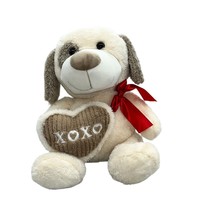 Kellytoy Dog Valentines Day Heart Plush Toy Beige Stuffed Animal w/XOXO Love - £10.95 GBP