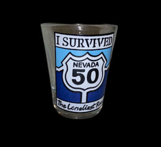 Vintage I Survived I55 Nevada Loneliest Road Souvenir Shot glass  - £5.57 GBP