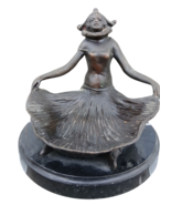 Art Deco Bronze Sculpture Signed C. ROSSI, Lady Joker on Leaf, H 14.5 cm - €641,56 EUR