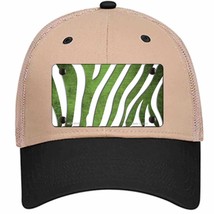 Lime Green White Zebra Oil Rubbed Novelty Khaki Mesh License Plate Hat - £23.53 GBP