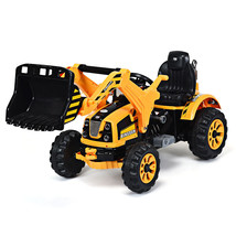 Kids Ride On Excavator Truck 12V Battery Powered With Front Loader Digger Yellow - £292.97 GBP