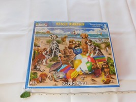 WHITE MOUNTAIN Puzzle Beach Buddies 550 Pieces Jigsaw dogs bird NEW labs bulldog - $25.73