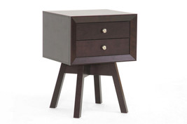 New Brown Mid-Century Small Modern Designer Accent Table Nightstand Flared Legs - £83.60 GBP