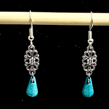 AUI Turquoise &amp; Sterling 925 Silver Custom Dangle Earrings - £38.92 GBP