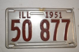Illinois  1951  License Plates  Aluminium  PAIR  50 877 Short  9 3/4&quot; - $204.41 MXN