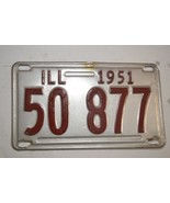 Illinois  1951  License Plates  Aluminium  PAIR  50 877 Short  9 3/4&quot; - $205.89 MXN