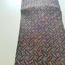 Tie Men&#39;s 100 % Silk Neck Calvin Klein Dark Green Brown Oval shapes 60&quot; x 3 3/4&quot; - £6.02 GBP