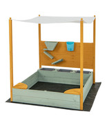 Kids Sandbox with Sand Wall w/ Removable Canopy for Kids 3-8 Years Old - €164,61 EUR
