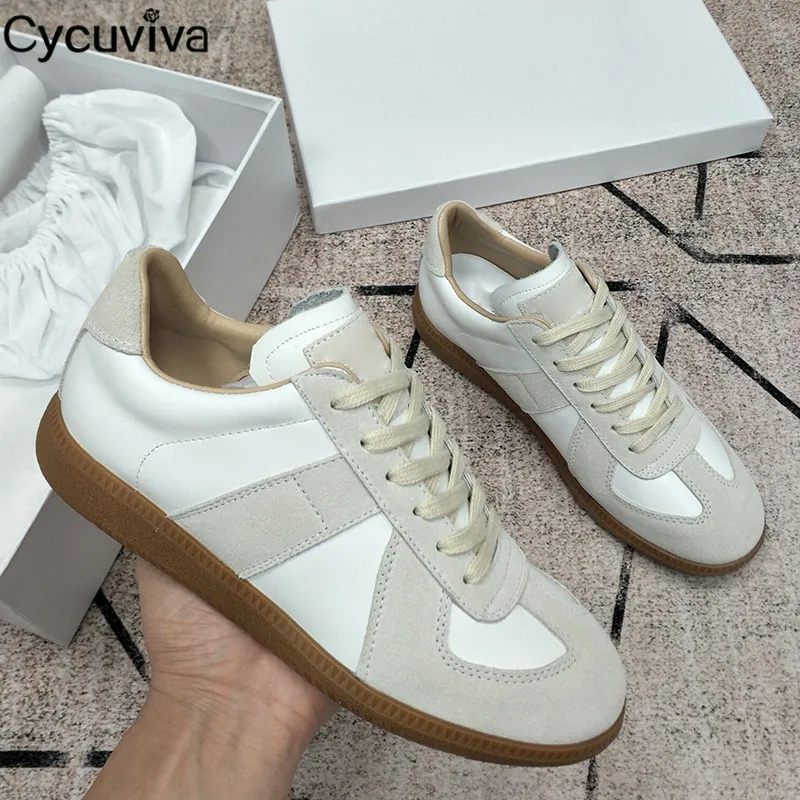 New Lace Up Flat Casual Shoes Men White Patchwork Sneakers Male Spring O... - $146.50