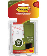 Command Large Sawtooth Picture Hangers-White 3 Hangers &amp; 6 Strips - $370.76 MXN