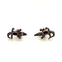 Vintage Sterling Silver 3D Detailed Mini Crocodile Alligator Black Onyx ... - £28.46 GBP