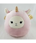 Kellytoy Squishmallows Pink Unicorn Plush Toy Gold Horn Wings 13 Inch - £23.61 GBP